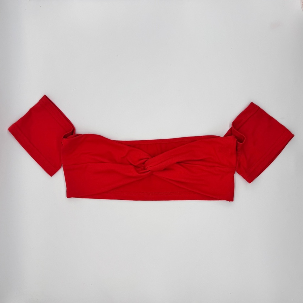 Red Off-Shoulder Twist Tube Top for Petite size
